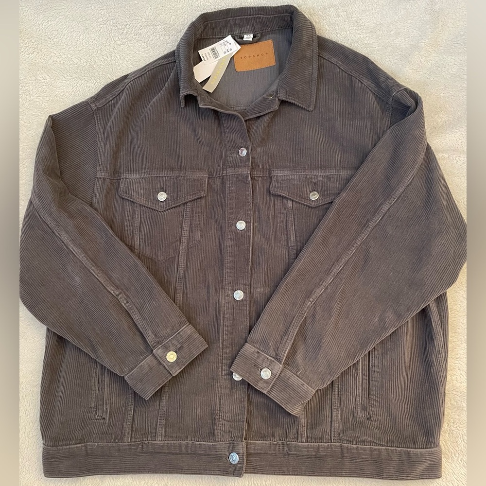 Topshop Men’s Corduroy Jacket Gray Color Size 12 Brand New Haven’t Worn NWT